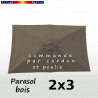 Parasol Lacanau Gris Taupe 2x3 Bois : vu de dessus