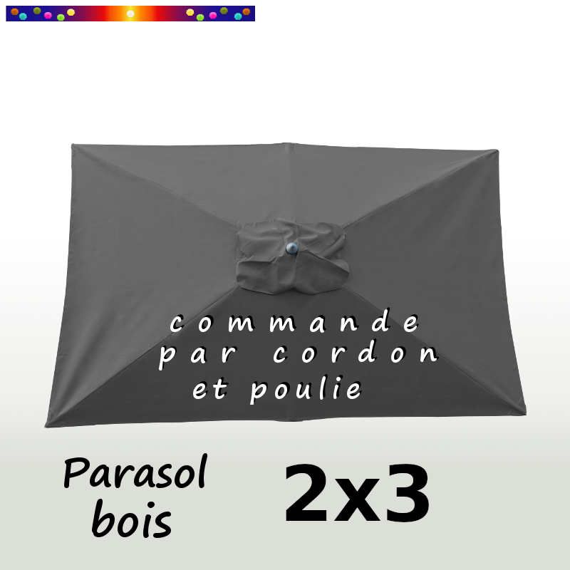 Parasol Lacanau Gris Flanelle 2x3 Bois : vu de dessus Parasol Lacanau Gris Flanelle 2x3 Bois : vu de dessus