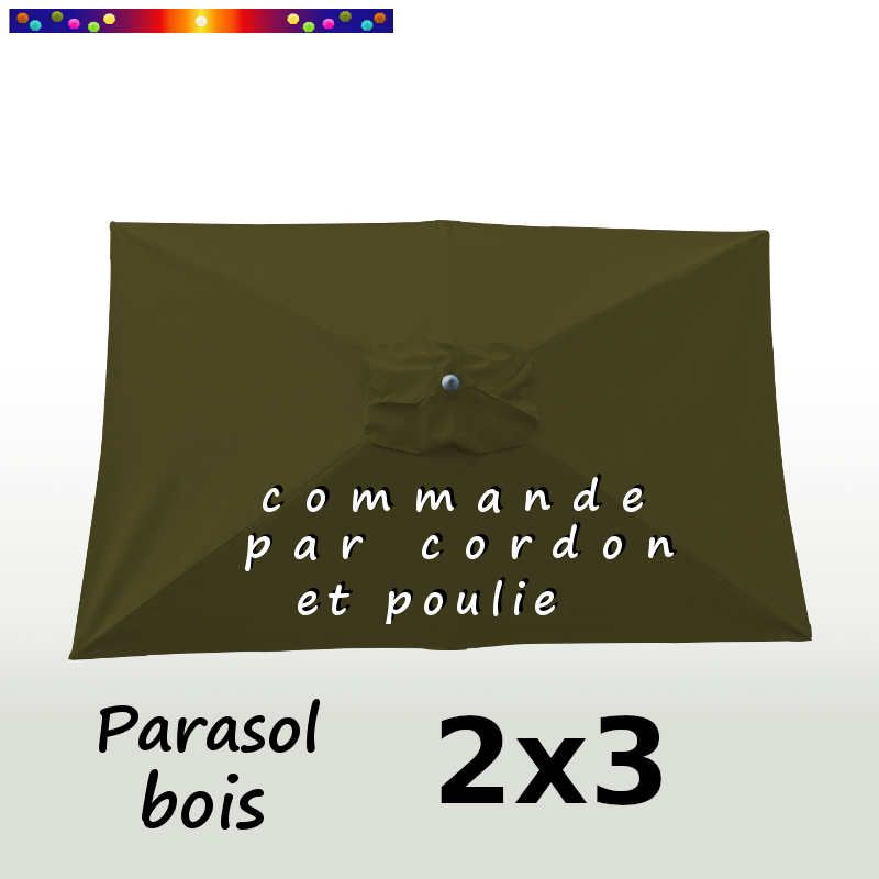 Parasol Lacanau Vert Olive 2x3 Bois : vu de dessus Parasol Lacanau Vert Olive 2x3 Bois : vu de dessus