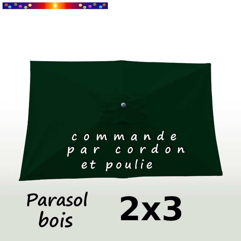 Parasol Lacanau Vert Pinède 2x3 Bois : vu de dessus