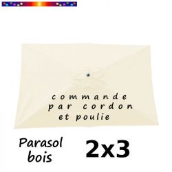 Parasol Lacanau Ecru Crème 2x3 Bois : vu de dessus
