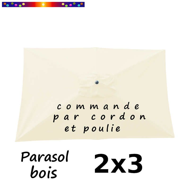 Parasol Lacanau Ecru Crème 2x3 Bois : vu de dessus Parasol Lacanau Ecru Crème 2x3 Bois : vu de dessus