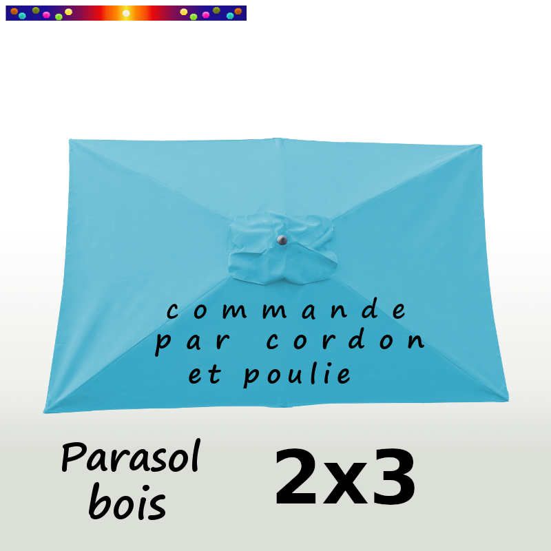 Parasol Lacanau Bleu Turquoise 2x3 Bois : vu de dessus Parasol Lacanau Bleu Turquoise 2x3 Bois : vu de dessus