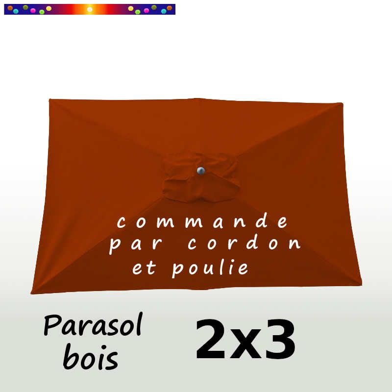 Parasol Lacanau Terracotta 2x3 Bois : vu de dessus