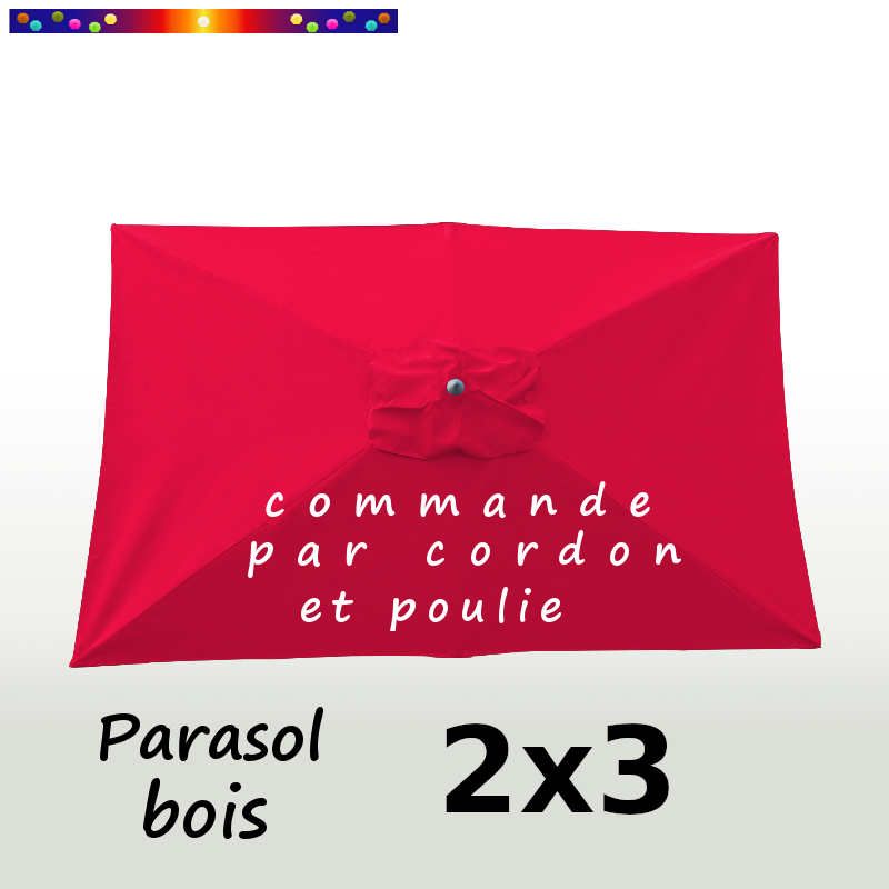 Parasol Lacanau Rouge Coquelicot 2x3 Bois : vu de dessus Parasol Lacanau Rouge Coquelicot 2x3 Bois : vu de dessus