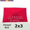 Parasol Lacanau Rouge Coquelicot 2x3 Bois : vu de dessus
