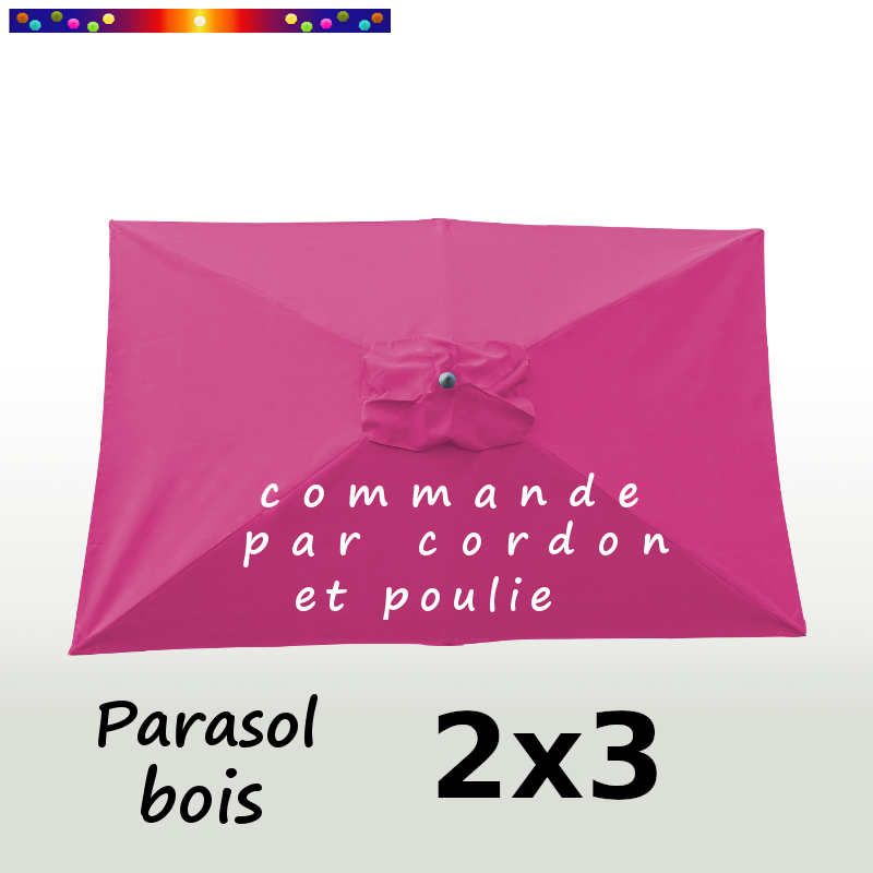 Parasol Lacanau Rose Fushia 2x3 Bois : vu de dessus Parasol Lacanau Rose Fushia 2x3 Bois : vu de dessus