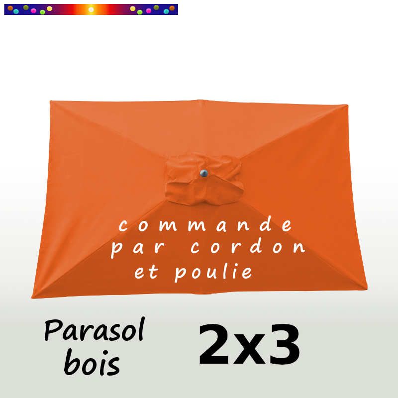 Parasol Lacanau Orange Capucine 2x3 Bois : vu de dessus