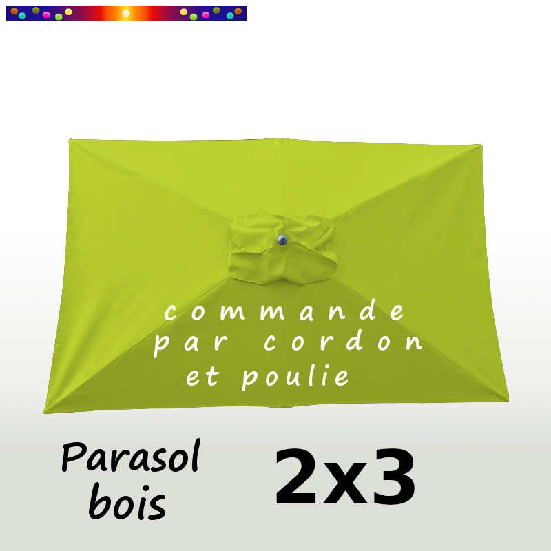 Parasol Lacanau Vert Lime 2x3 Bois : vu de dessus Parasol Lacanau Vert Lime 2x3 Bois : vu de dessus