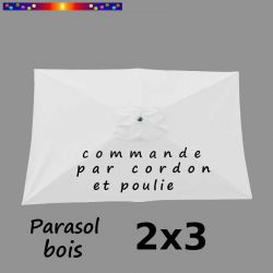 Parasol Lacanau Blanc Jasmin 2x3 Bois : vu de dessus