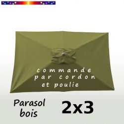 Parasol Lacanau Vert Lichen 2x3 Bois  : vu de dessus