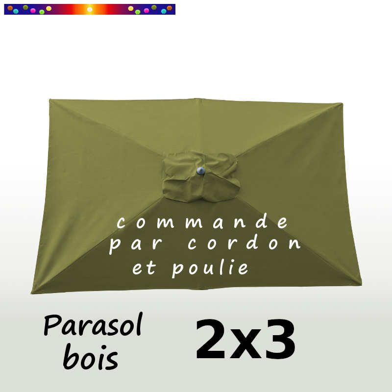 Parasol Lacanau Vert Lichen 2x3 Bois : vu de dessus Parasol Lacanau Vert Lichen 2x3 Bois : vu de dessus
