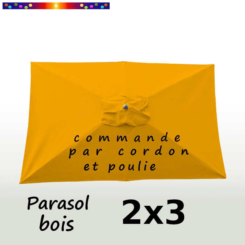 Parasol Lacanau Jaune Tournesol 2x3 Bois  : vu de dessus