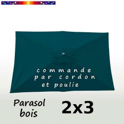 Parasol Lacanau Bleu Ocean 2x3 Bois  : vu de dessus