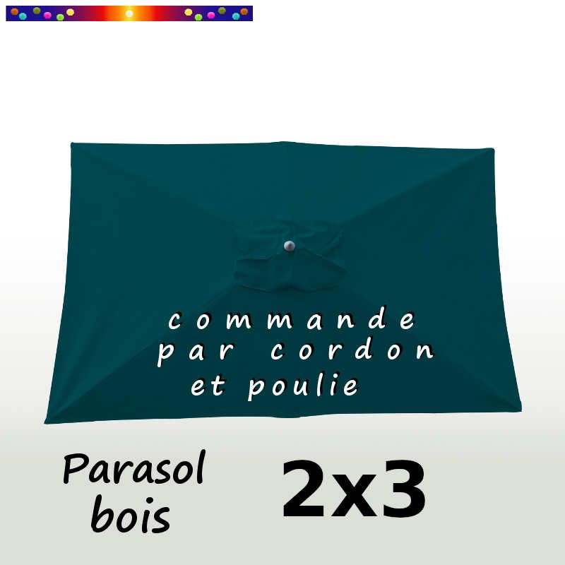 Parasol Lacanau Bleu Ocean 2x3 Bois : vu de dessus Parasol Lacanau Bleu Ocean 2x3 Bois : vu de dessus