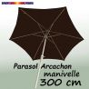 Parasol Arcachon Mocca 300 cm Alu Manivelle : vu de dessous