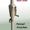 Parasol Arcachon Mocca 300 cm Alu Manivelle : gros plan sur la manivelle