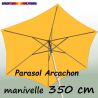 Parasol Arcachon Jaune d'Or 350 cm Alu Manivelle : vu de coté