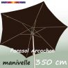 Parasol Arcachon Mocca 350 cm Alu Manivelle  : vu de coté