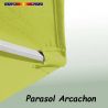Parasol Arcachon Vert Limone 350 cm Alu Manivelle : détail de la toile coté pochon et de la qualité des coutures 
