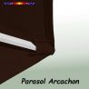 Parasol Arcachon Mocca 350 cm Alu Manivelle : détail de la toile coté pochon et de la qualité des coutures 