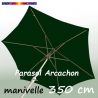 Parasol Arcachon Vert Pinède 350 cm Alu Manivelle : vu de dessous