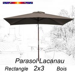 Parasol Lacanau Gris Taupe 2x3 Bois : vu de face