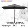 Parasol Lacanau Gris Flanelle 2x3 Bois : vu de face