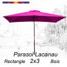 Parasol Lacanau Rose Fushia 2x3 Bois : vu de face