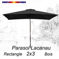 Parasol Lacanau Gris Souris 2x3 Bois : vu de face