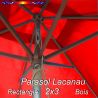 Parasol Lacanau Rouge Coquelicot 2x3 Bois : vu de dessous