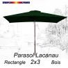 Parasol Lacanau Vert Pinède 2x3 Bois : vu de face