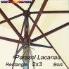 Parasol Lacanau Ecru Crème 2x3 Bois : détail vu de dessous