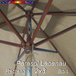 Parasol Lacanau Soie Grège 2x3 Bois : détail vu de dessous