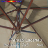 Parasol Lacanau Soie Grège 2x3 Bois : détail vu de dessous