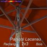 Parasol Lacanau Terracotta 2x3 Bois : détail vu de dessous