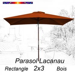 Parasol Lacanau Terracotta 2x3 Bois : vu de face