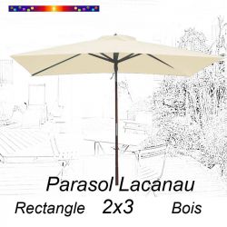 Parasol Lacanau Ecru Crème 2x3 Bois : vu de face