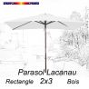 Parasol Lacanau Blanc Jasmin 2x3 Bois : vu de face