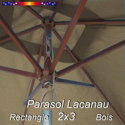 Parasol Lacanau Chamois 2x3 Bois : vu de dessous
