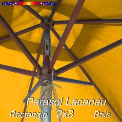 Parasol Lacanau Jaune Tournesol 2x3 Bois : vu de dessous