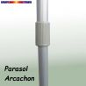 Parasol Arcachon Gris Anthracite 300 cm Alu : détail du mât et du système de réglage de sa hauteur