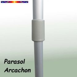 Parasol Arcachon Rouge 300 cm Alu : détail du mât et du système de réglage de sa hauteur