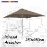 Parasol Arcachon Taupe 250x250cm (Alu) : vu de face