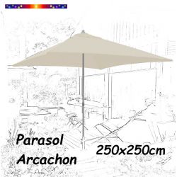 Parasol Arcachon Ecru 250x250cm (Alu) : vu de face
