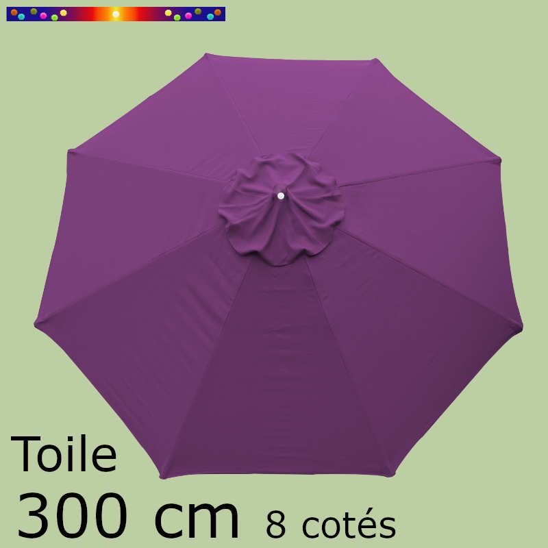 Toile OCTOGONALE (8cotés) 300 cm Violette (mât central) Toile OCTOGONALE (8cotés) 300 cm Violette (mât central)