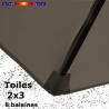 Parasol Lacanau Gris Taupe 2x3 Bois : détail de la toile