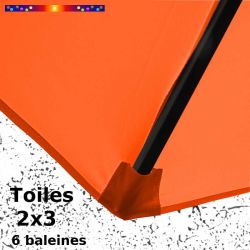 Parasol Lacanau Orange Capucine 2x3 Bois : détail de la toile 