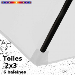 Parasol Lacanau Blanc Jasmin 2x3 Bois : détail du fourreau de fixation de la toile sur la baleine