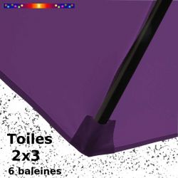 Toile Violette pour parasol Lacanau rectangle 2x3 : détail du fourreau de fixation de la toile sur la baleine